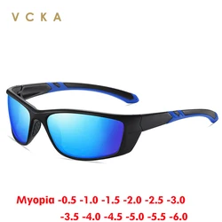 VCKA Sports Myopia Sunglasses NEW TR90 Men Women Fashion Polarized Eyewear Driving Custom Prescription Glasses -0.50 to -6.0