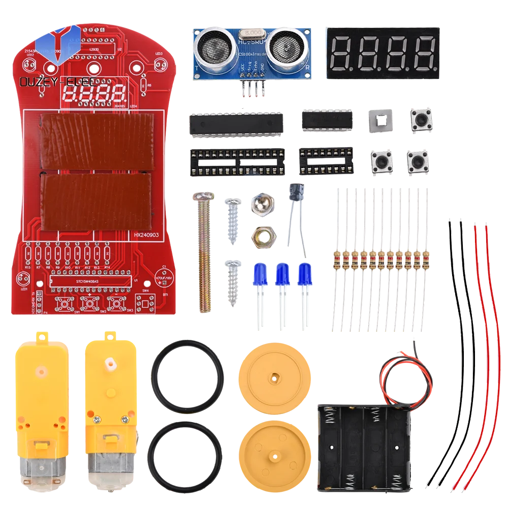 DC 6V Ultrasonic Distance Measuring Obstacle Avoidance Car Microcontroller Intelligent Car Programming Welding Teaching DIY Kit