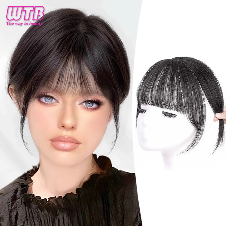 WTB Synthetic bangs wig female reissue natural fluffy wear seamless 3D air bangs wig piece suitable for daily wear.