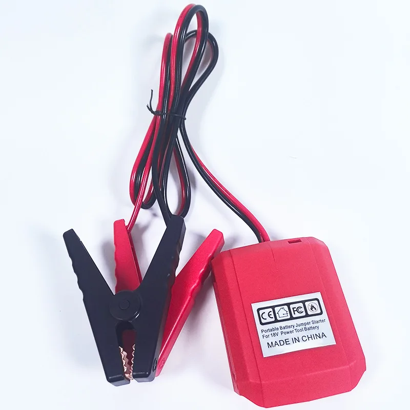 Emergency Power Supply Compatible with For Makita/Milwaukee 18V Lithium Batteries Portable Car Jump Starter with 12 AWG Cables