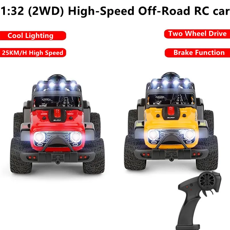 2WD Mini RC Car 25KM/H Cool Lighting Brake Function Simulation Structure High Speed Off Road Remote Control Vehicle Children Toy