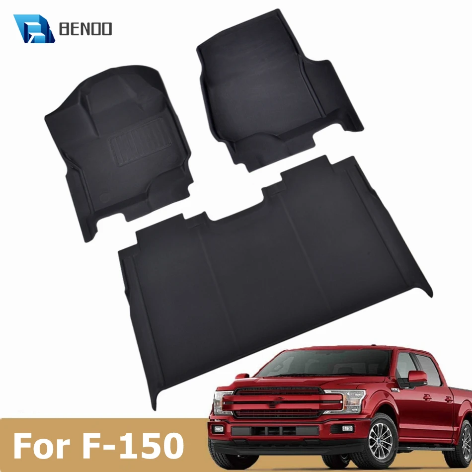 Fully XPE All-Weather Floor Mats for Ford F-150 SuperCrew 2015-2022 Custom Fit F150 Car Floor Liners Dustproof Waterproof Mats 