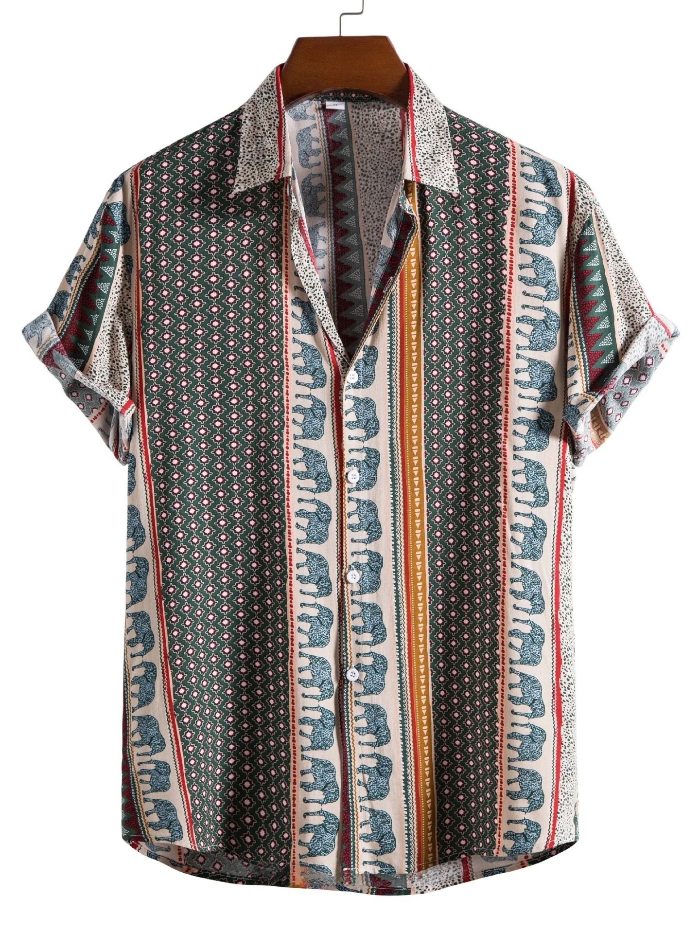 

Casual Printed ort Sve irt Lapel Flip Collar Youth Faion Summer Casual Wear Other Material 00% Other Sle European...