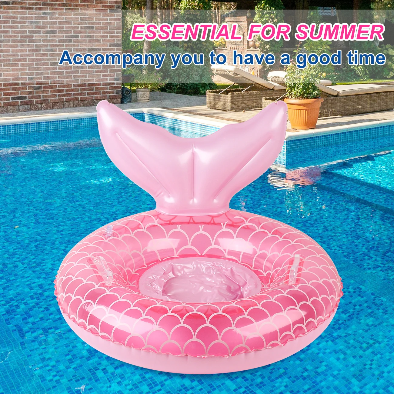 1PC マーメイドスイムフロートリング、スマートスイミングトレーナー、インフレータブルプールフロート、フローティングスイムリング、ビーチサマーエッセンシャル