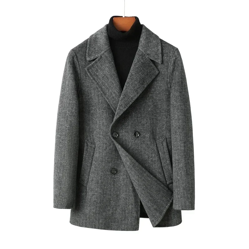 Luxury Designer Clothes Men Male Wool Coat Casual Man Sack Men's Autumn Jacket Double-faced Wool Coat Heated  Windproof