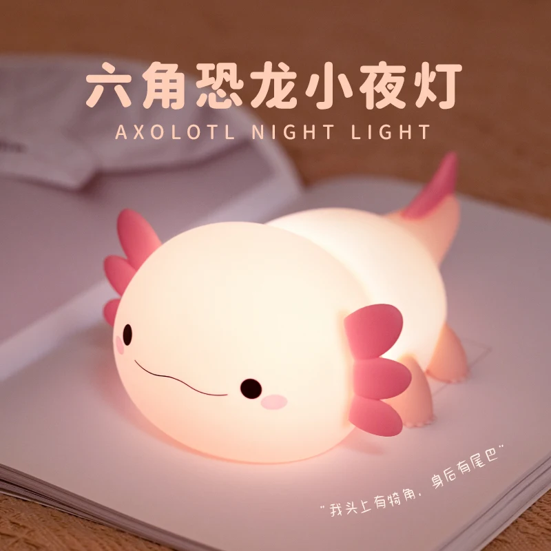

Hexagonal Dinosaur Nightlight Creative Silicone Led Milk Dragon Pat Lamp Usb Charging Bedside With Sleeping Lamp Children'S Gift