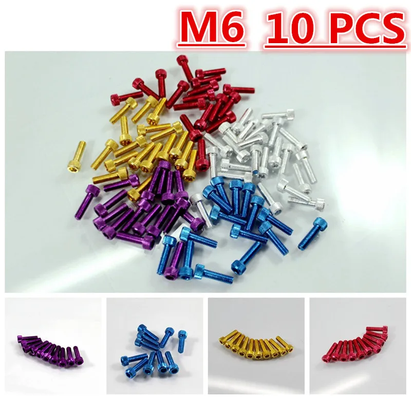 10PCS Motorcycle Screw Colourful Decal M6 Screws Moto Parts Universal Motorbike Screw 6MM Decorative Scooter Accessory Red Blue