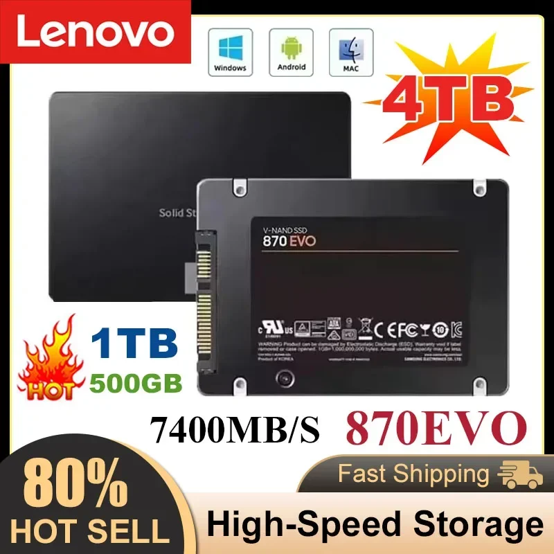 레노버 4TB 솔리드 스테이트 디스크 SSD 870 EVO 1TB 2TB 내장 HDD 하드 드라이브 SATA3 2.5인치 노트북 마이크로컴퓨터 데스크탑용 썸네일 2