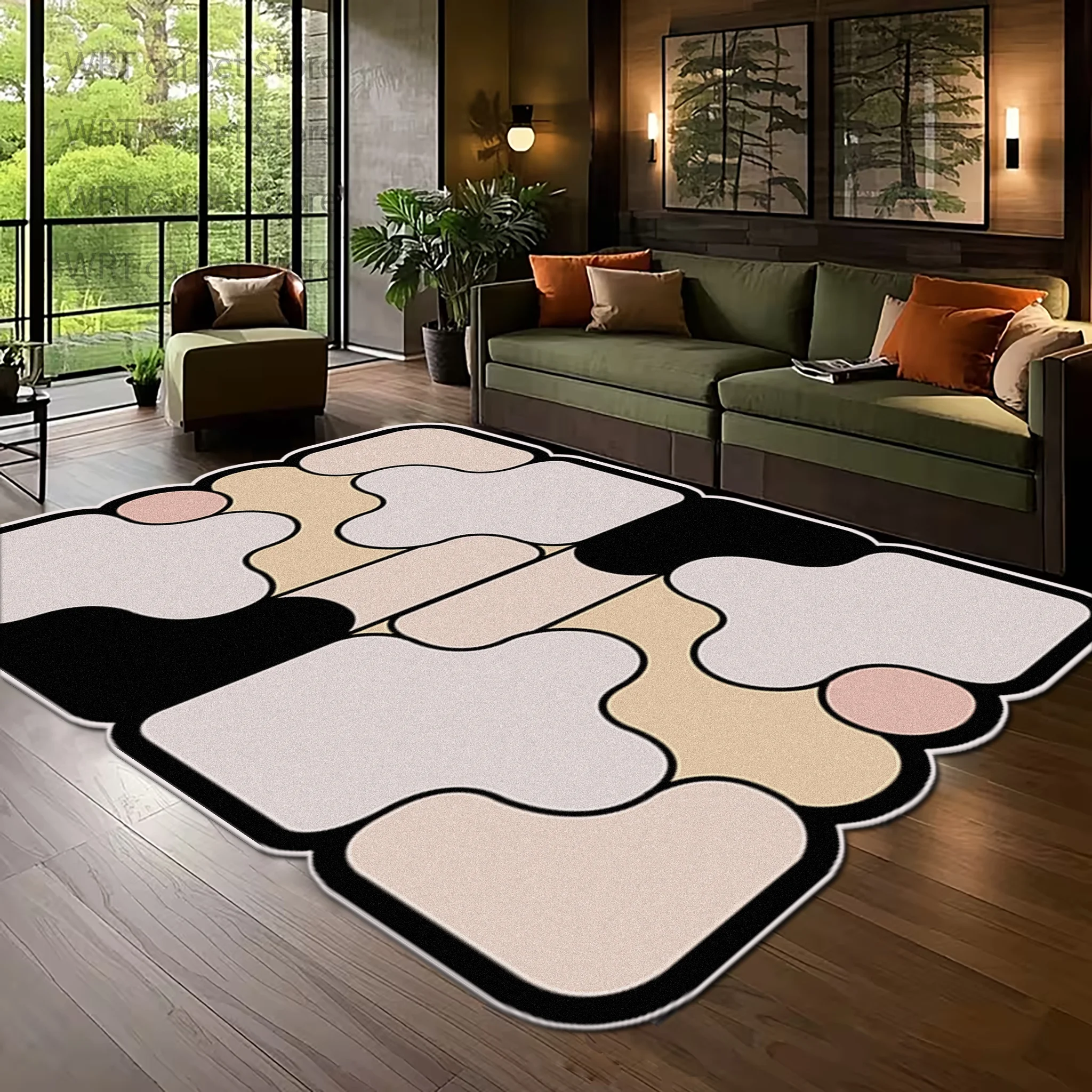 Simple Style Irregular Shapes Artistic Contrasting Colors Splicing LIVE ROOM RUG Geometric Modern Decoration Mats Soft Carpet
