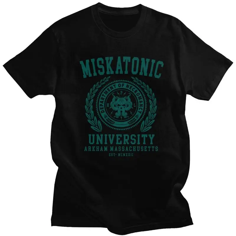 Custom Lovecraft Cthulhu Miskatonic University Tshirts for Men Short Sleeve Casual T-shirts  Fit Cotton Tees Gift Idea