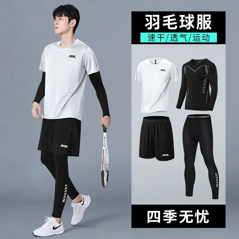 

Men's New Summer Sports Set: Long-Sleeve Quick-Dry Shirt for Badminton, Tennis, Running & Basketball Training