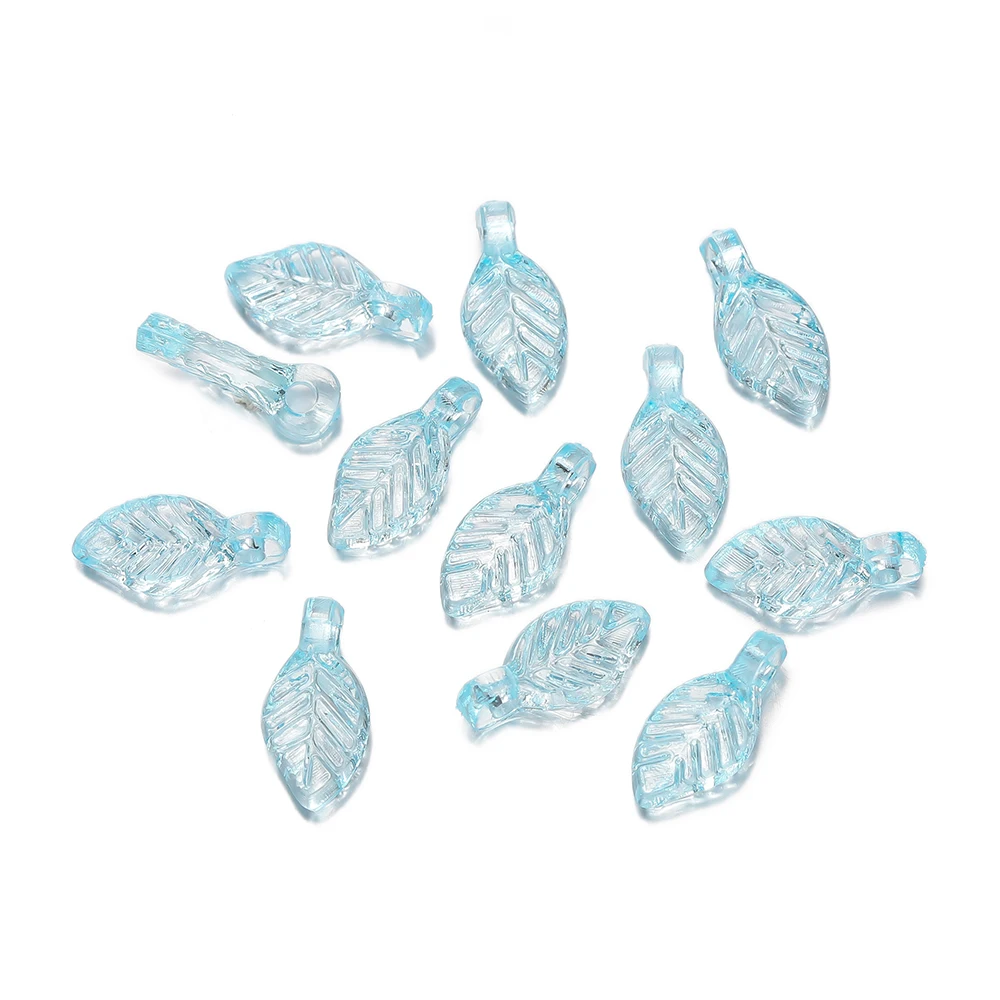 100 Stück Acryl-Charms in Blattform, farbige Blätter, Abstandsperlen für DIY-Halsketten, Armbänder, Bastelarbeiten, Charms, Schmuckherstellungszubehör