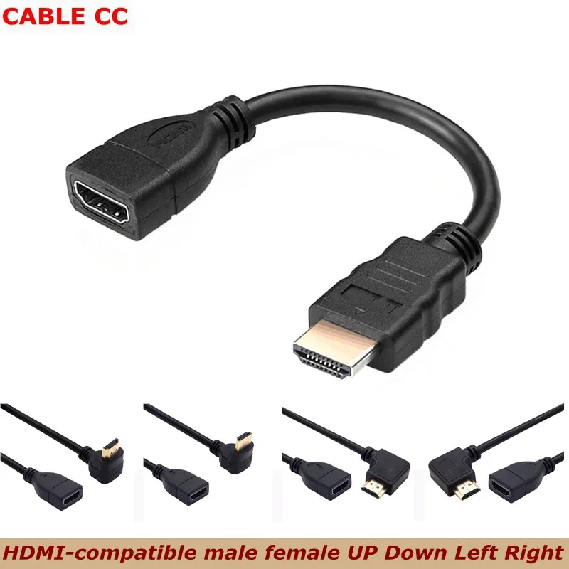 New HDMI-compatible Male-to-Female Extension Cable 90 Degrees UP, Down,Left and Right for Computer Monitor TV HD Cable