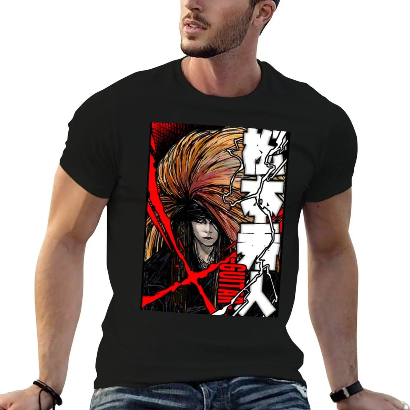 

hide (Hideto Matsumoto) of X Japan - Red X Promo T-Shirt man t shirts high quality luxury brand T-Shirt
