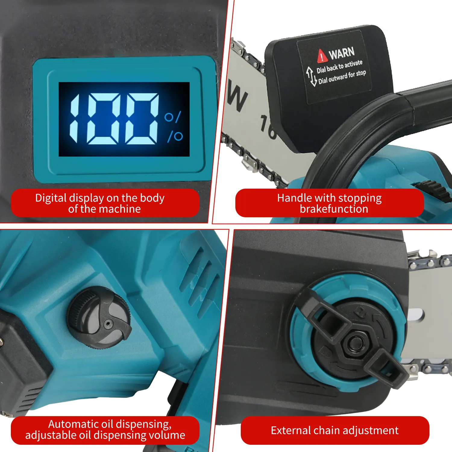 منشار كهربائي بدون فرش مقاس 16 بوصة، أداة كهربائية لقطع الخشب خفيفة الوزن، بطاريات 21 فولت، مقبض مريح للمزيت التلقائي