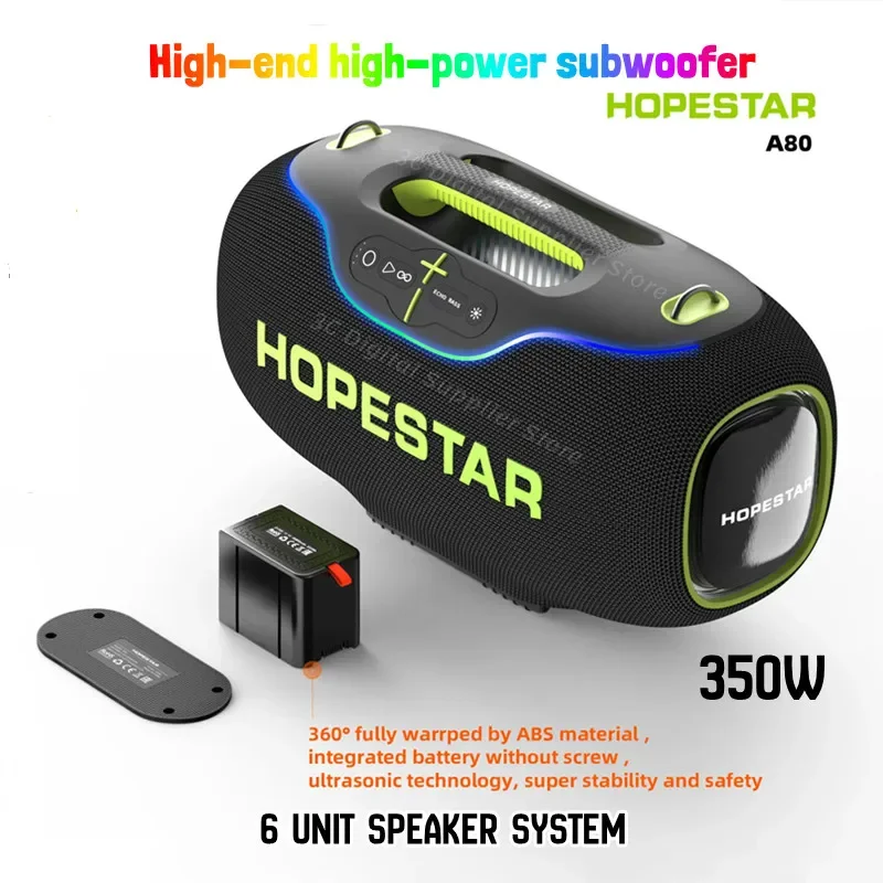 Hopestar A80 Speaker Bluetooth Portabel Daya 350W IPX6 Tahan Air Kualitas Tinggi Enam Speaker Subwoofer Mendukung LED TF AUX TWS