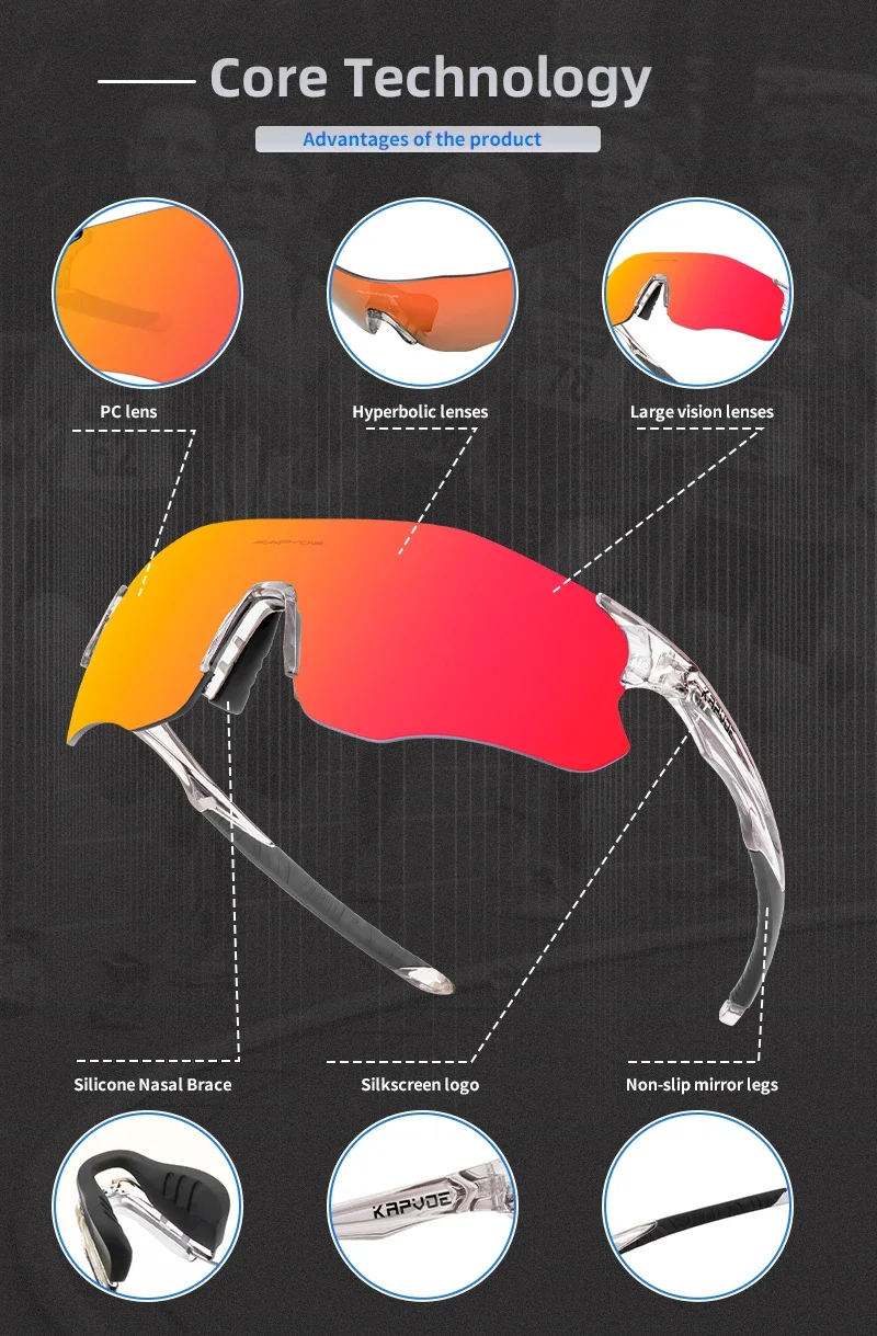 2024 kapvoe rote photo chrome Laufs onnen brille Sport für Männer blaue Marathon-Fahrrad brille Mountainbike-Brille Brille – Detail 2