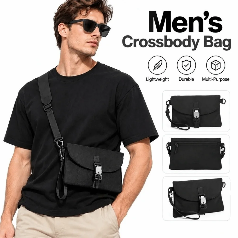 Durable Nylon Crossbody Bag Square Shape Large Capacity Backpack Magnetic Buckle Waterproof Shoulder Bag Daily Use