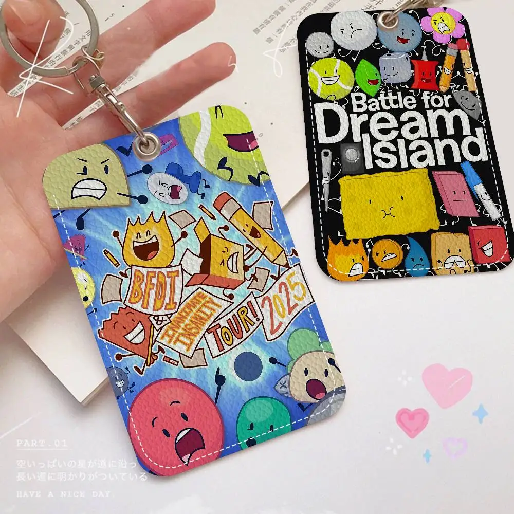 Popular Anime Bfdi Battle For Dream Island Rectangle Keychain Card Holder, Badge Credit Card Holder, Student ID Card