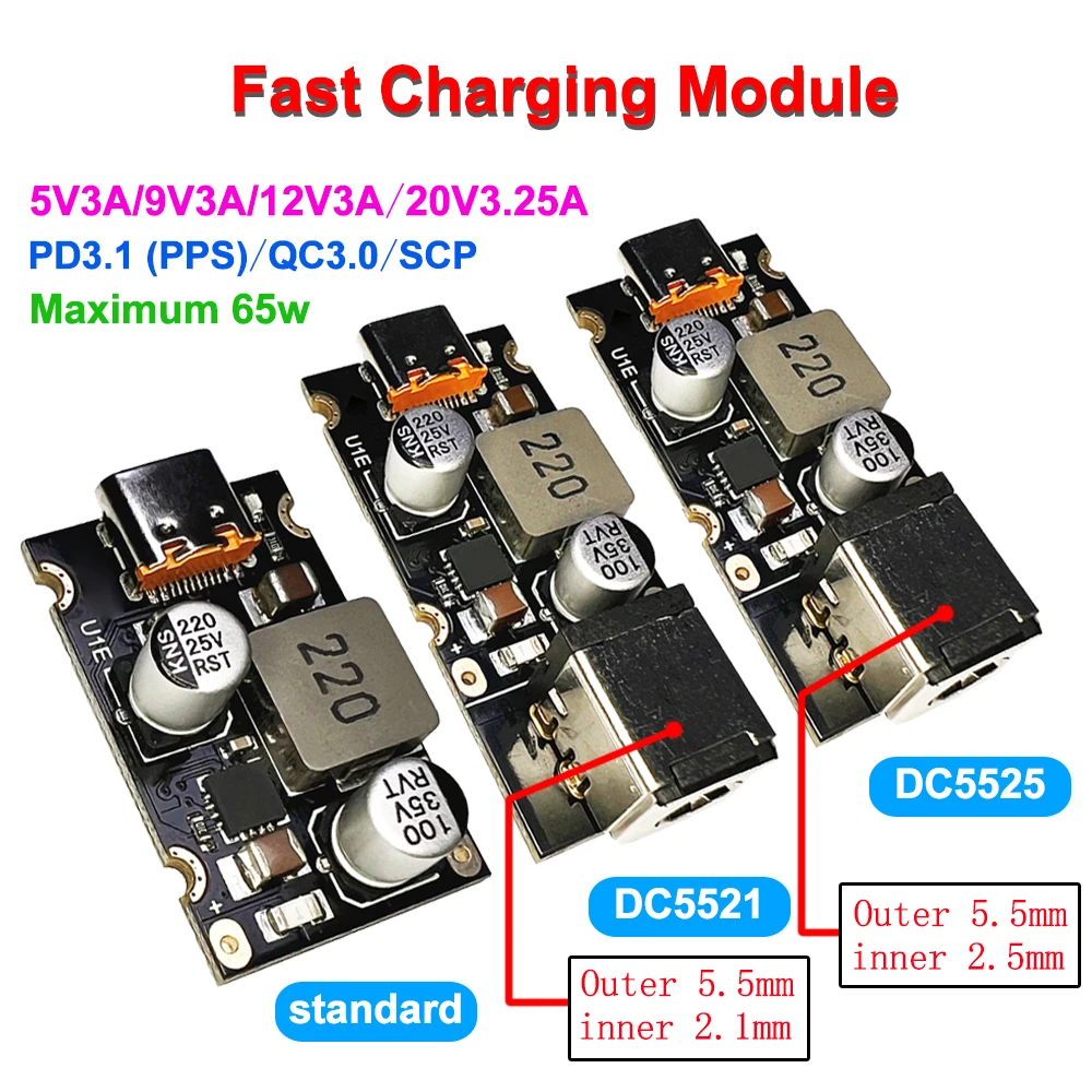 

PD65W Fast Charging Module Type-C Interface PD3.1 PPS Fast Charging QC3.0 SCP