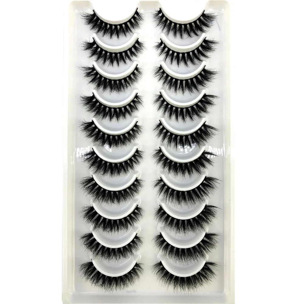 AMSDCN Künstliche Kurze Nerz-Wimpern, Natürlich Dramatische Falsche Wimpern, 10 Paar 3D-Wimpern für Make-up – Detail 6