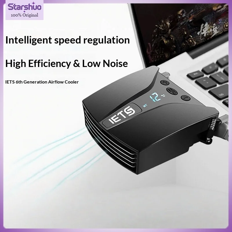 

Вентилятор для охлаждения ноутбука IETS с боковым всасыванием воздуха, 13 скоростей, с видимым контролем температуры, поддержка игровых консолей
