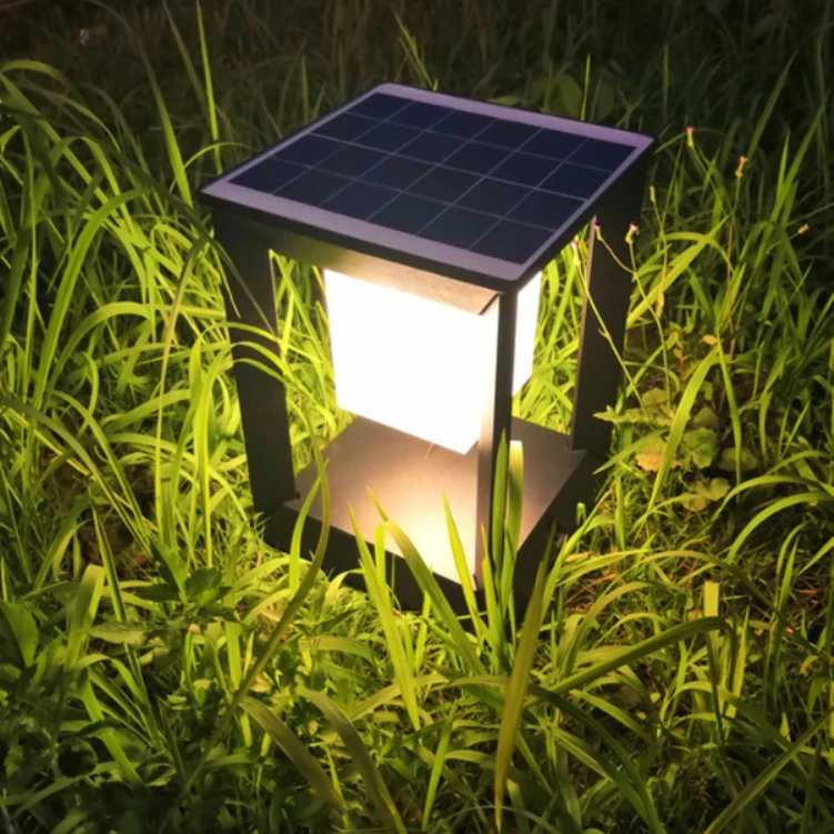 

Garden Solar Lawn Lamp Decoration Square Pathway Post Lantern Column Solar Bollard Light Sidewalk Landscape Lighting