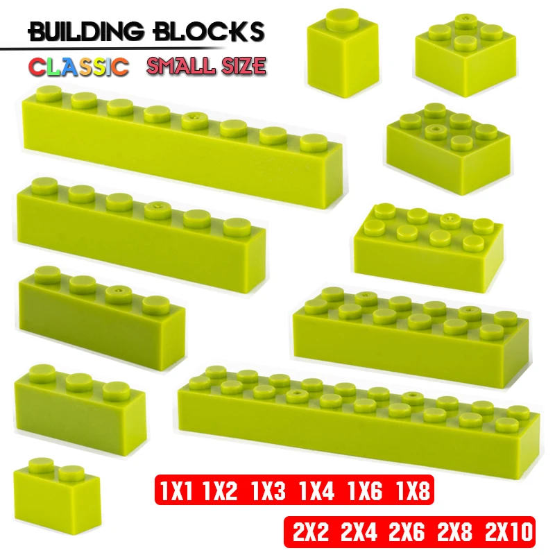 Building block 1X2 2X6 2X10 hole light green brick basic accessories education creativity compatible brand building block toy