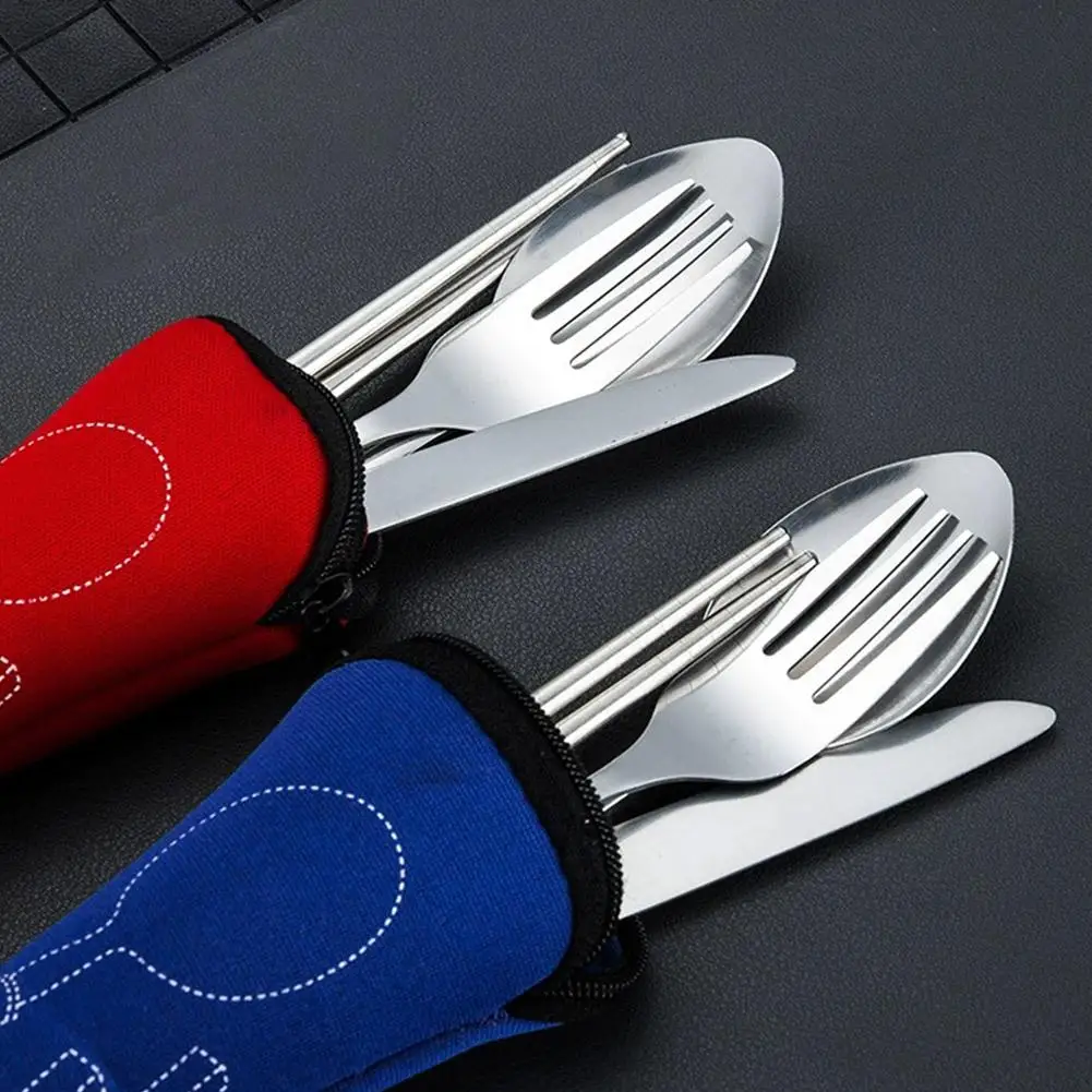 Picnic Set Tableware Washable with Zipper Travel Cutlery Kit Case Portable Pouch for Dinner Household Tool Travel Camping Spoon view 2