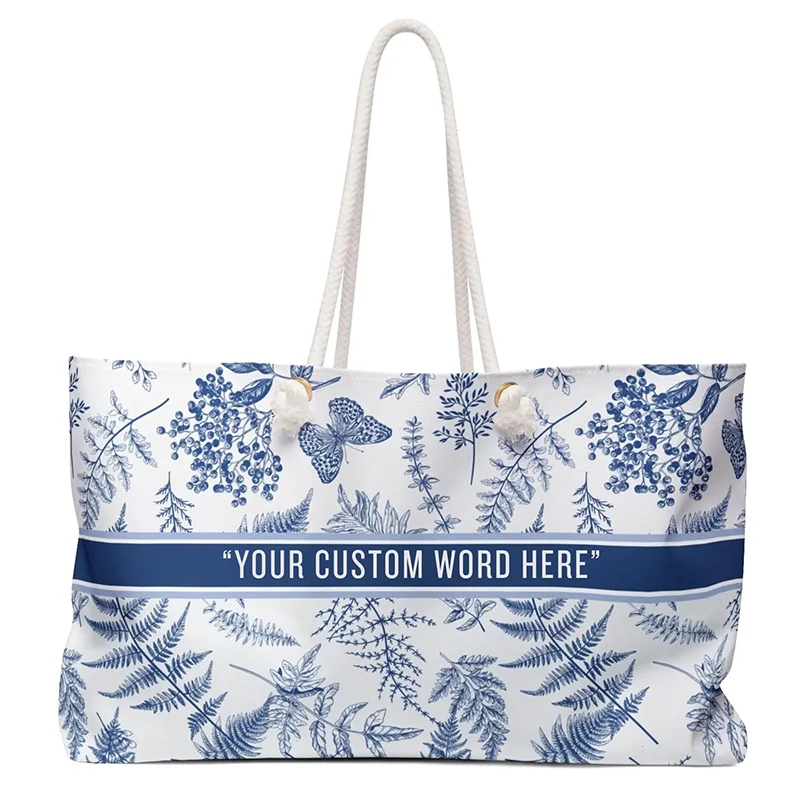 Personalized Customization Ladies Large Capacity Canvas Rope Tote Bag Letter Pattern Design Beach Bag Weekend Bag