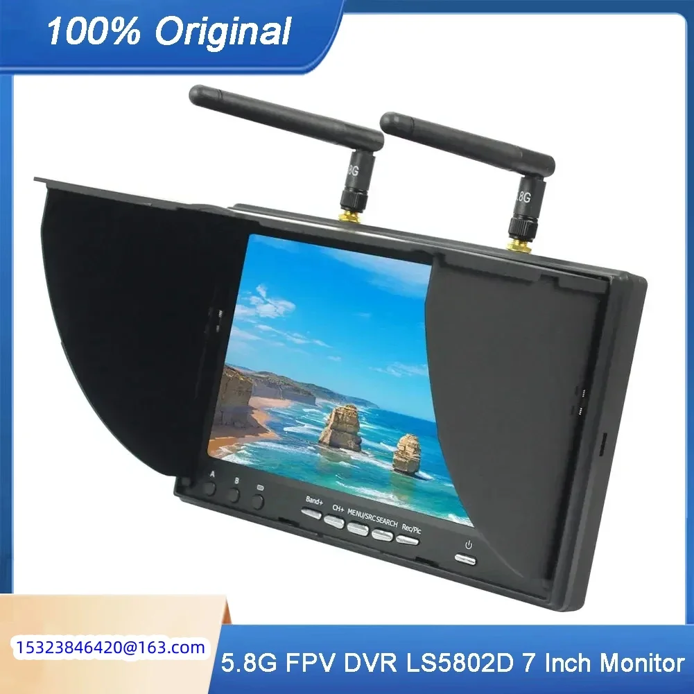 5.8G FPV DVR LS5802D 7 Inch Monitor LCD Screen 5802D Build-in Dual Receiver and Battery 800*480 For RC FPV Drone Quadcopter