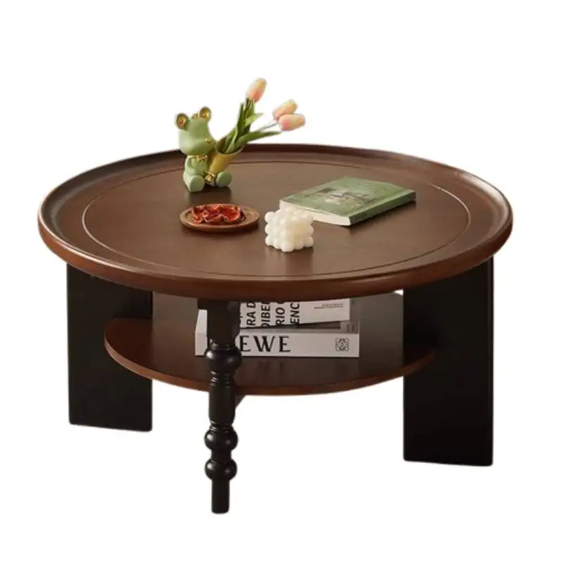 Wood Black Coffee Tables Modern Luxury Design Storage Nordic Side Coffee Tables Living Room Round Salontafel Furniture For Home