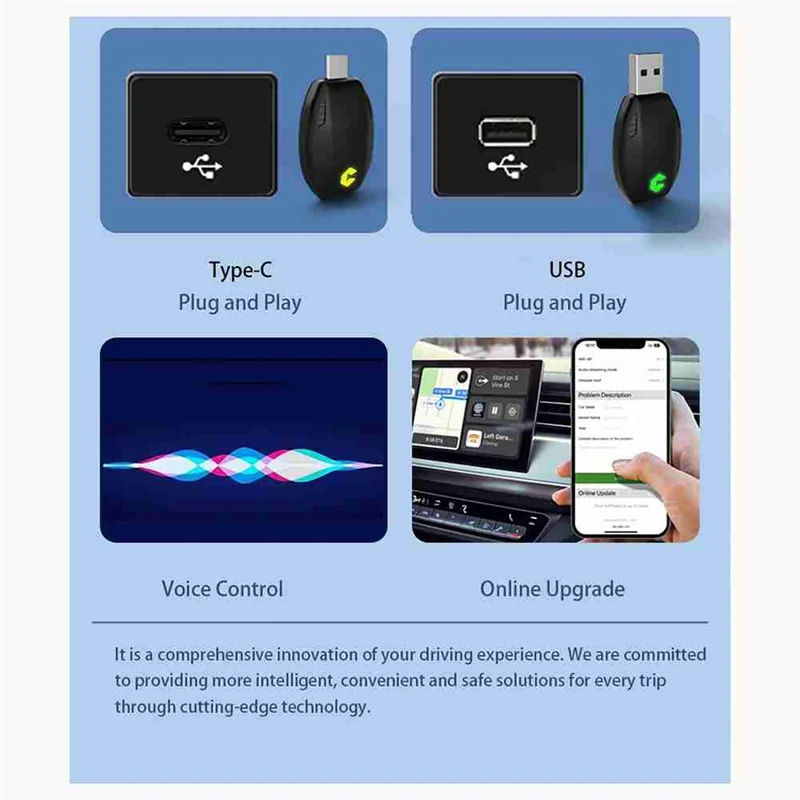 ABSS-Wired To Wireless Carplay&Android Auto AI Box 2 In 1 Mini Adapter Plug And Play Dongle Fast Connect For 99% Of Cars