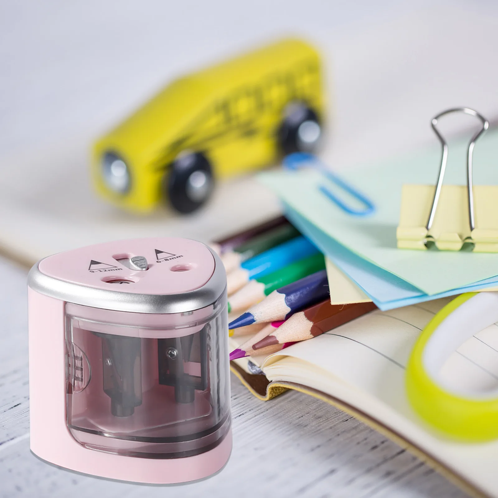 Toque elétrico automático interruptor lápis Sharpener, dois furos Sharpener, artigos de papelaria, casa, escritório, material escolar