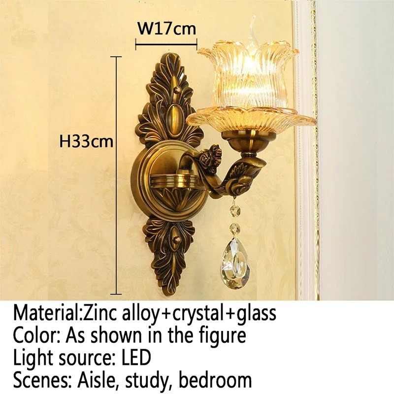 TYLA European Crystal Wall Lamp Luxury Living Room Bedroom Bedside Lamp Background Wall Corridor Villa Hotel Lighting