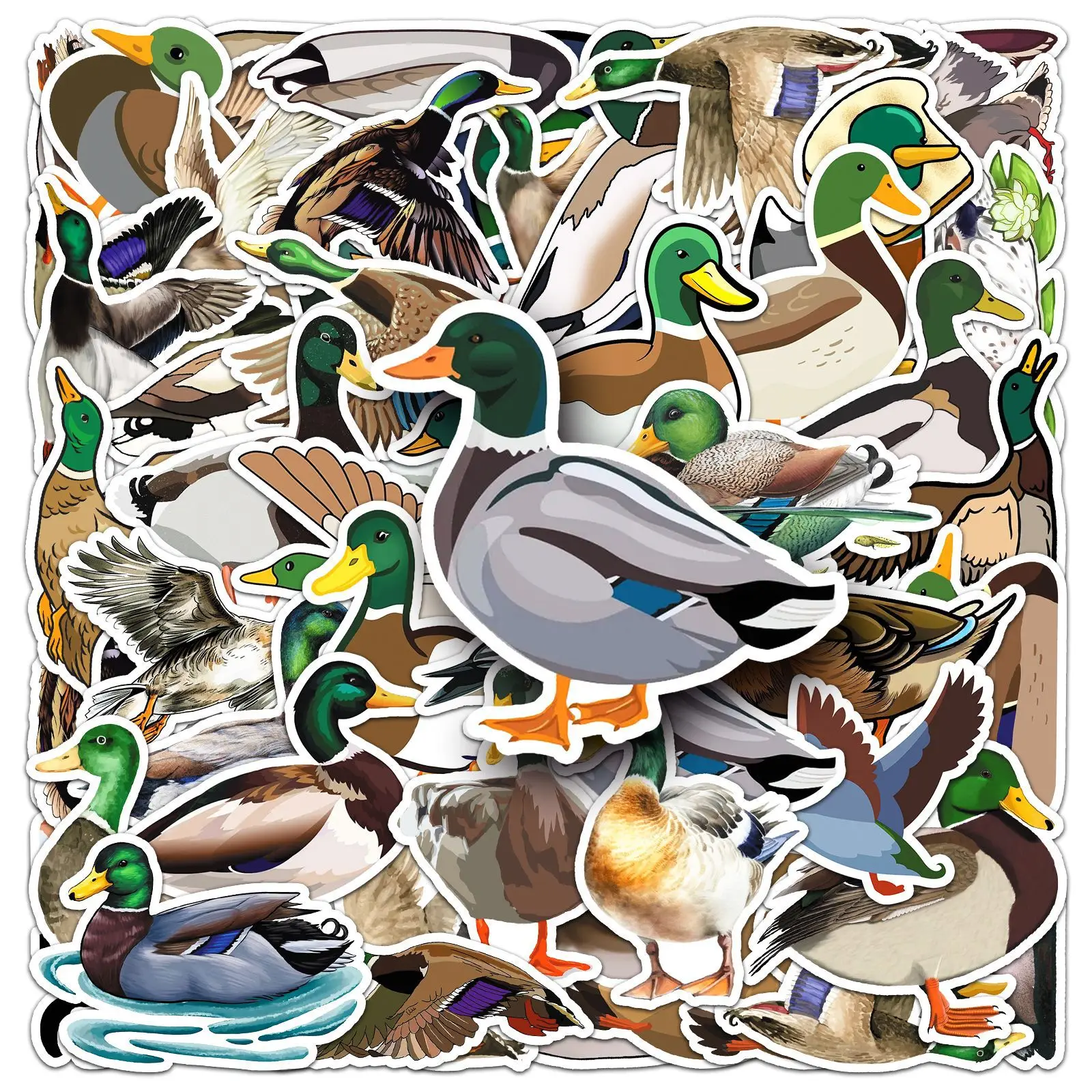 50-100PCS Mallard Duck Graffiti Stickers Cute Cartoon Animal Waterproof Decals for Water Bottle Phone Luggage Notebook Decor