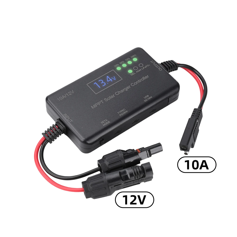 12V 10A MPPT Solarpanel-Laderegler mit Typ-C- und USB-Ausgang, entwickelt für AGM- und LiFePO4-Batterien – Detail 2