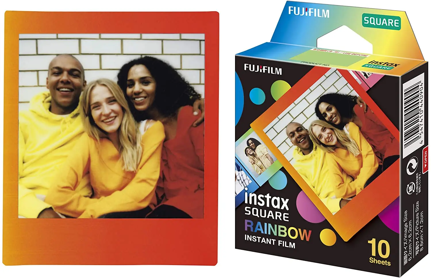 10-50 листов классической фотобумаги Fujifilm Instax Square Rainbow для моментальных камер Square SQ1, SQ10, SQ6, SQ20, Share SP-3