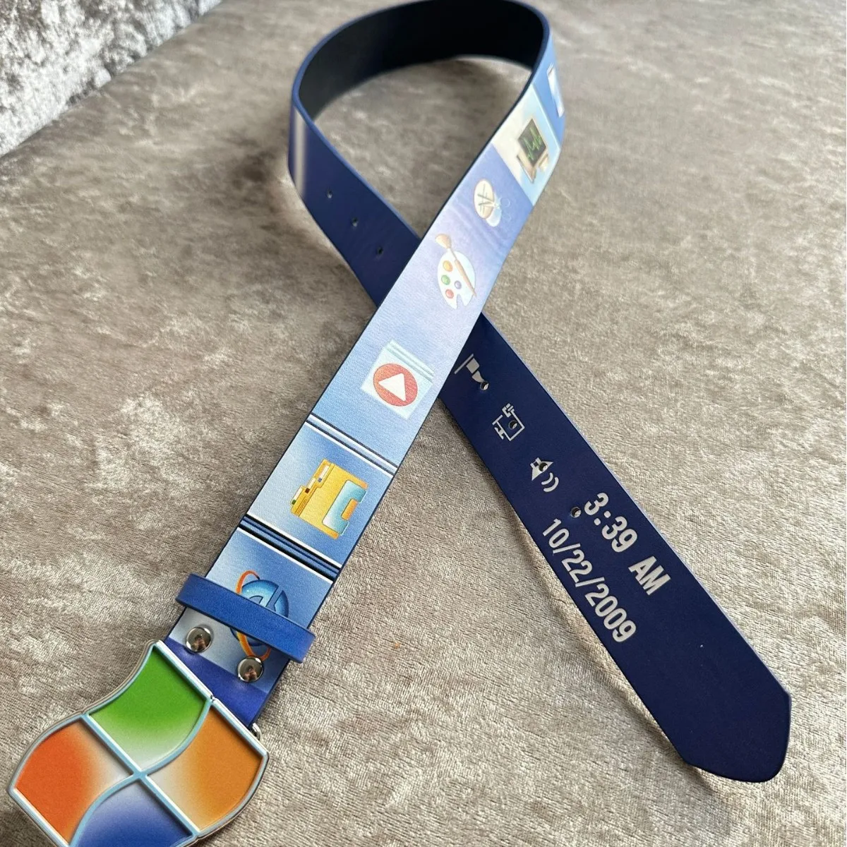 Fashion Retro Blue Tech Aesthetic Novelty Waist Belt Y2K Digital Style Waistband Unisex Men Women Streetwear Casual Accessory