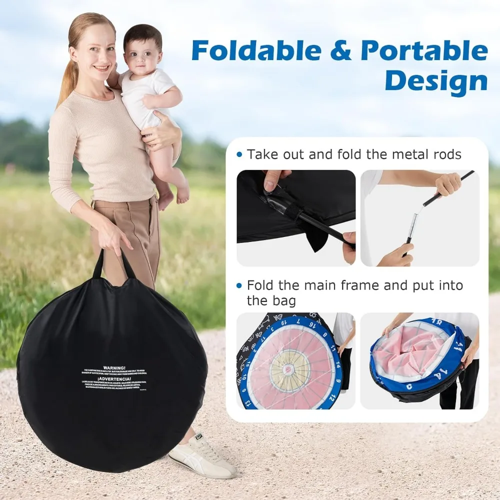 GYMAX سهام الركل العملاقة، لوحة رمي كرة القدم القابلة للطي مع 4 كرات ركلة، حقيبة حمل، لعبة رمي السهام كرة القدم دار #4