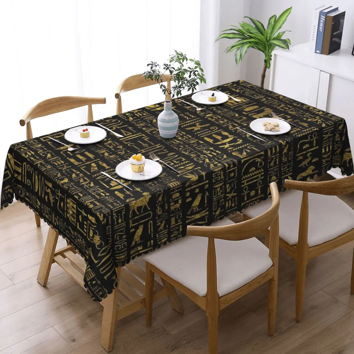 Ancient Egyptian Gods And Hieroglyphs Customized Rectangular Tablecloth Oilproof Table Cover for Dining Events Table Cloth