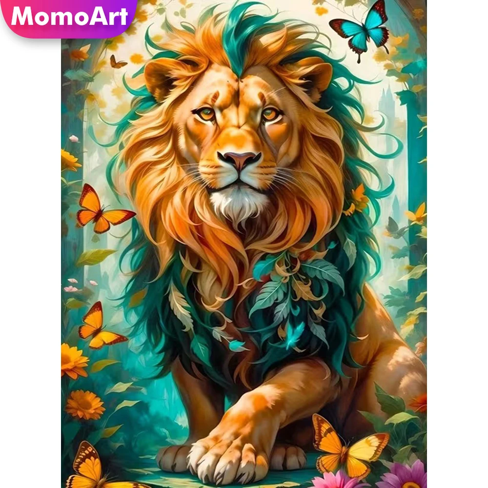 Momoart Vollquadratisches und rundes Diamant-Gemälde, Löwe, Tier, DIY, Diamant-Mosaik, Schmetterling, Handarbeit, Stickerei, Weihnachtsgeschenke