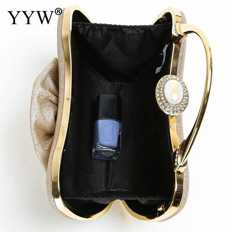 Rhinestone Floral Clutch Handbag Elegant Bownot Pattern Women Evening Party Diamond Clutch Purse Top Handle Bag Box Shoulder Bag