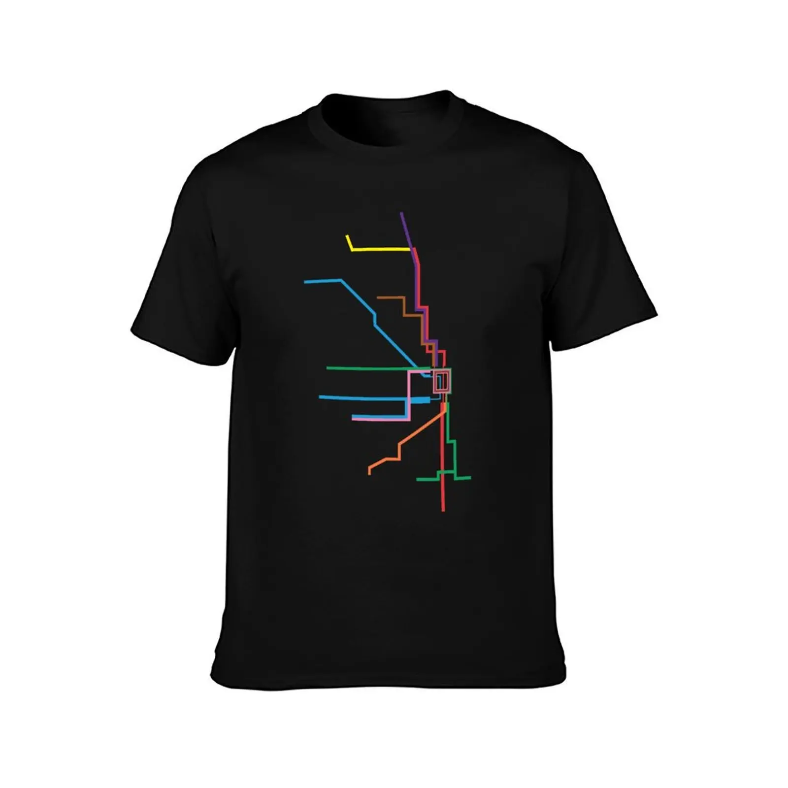 Chicago Transit Map T-Shirt Simple Casual Short Sleeve Cotton T-Shirt