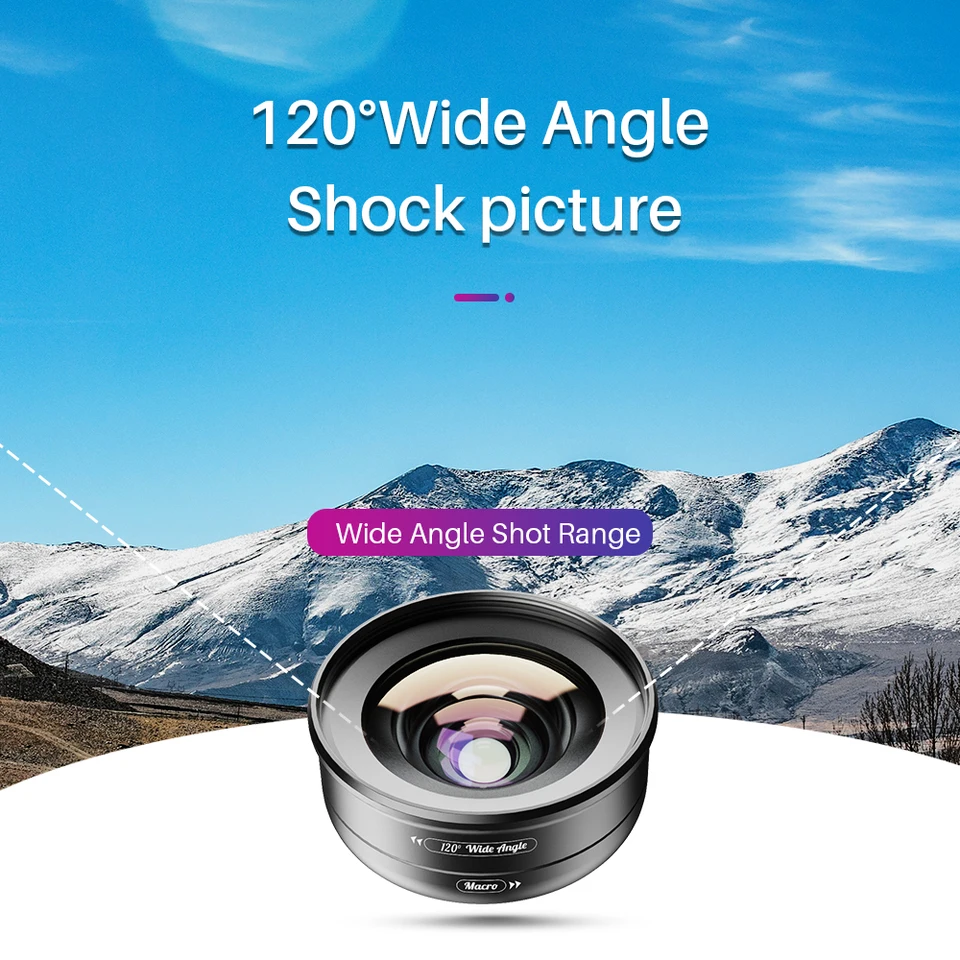 APEXEL 2 in 1 phone camera Lens 4K 120 Degree Super Wide Angle 10x