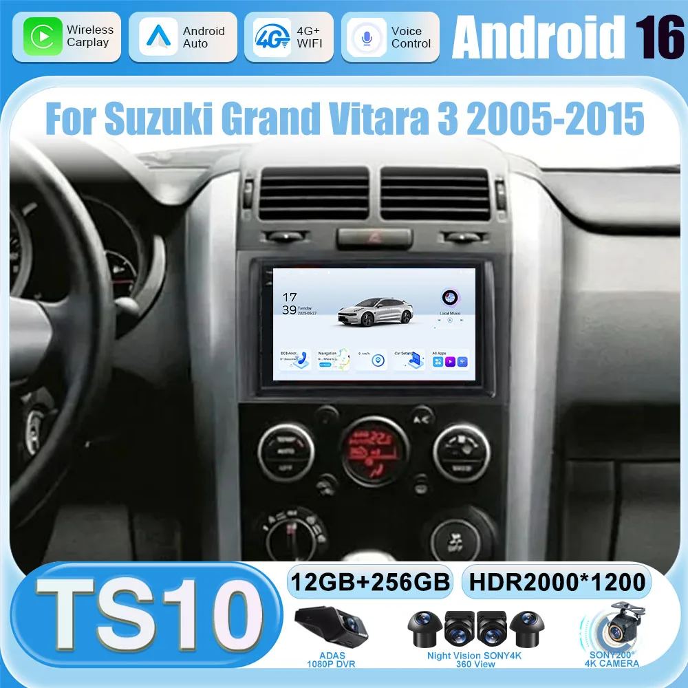 

Головное устройство Android 16 BT для Suzuki Grand Vitara 3 2005-2015 Автомобильный радиоприемник Мультимедийный видеоплеер Стерео GPS-навигация 4G без DVD