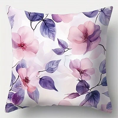 Home Decor Watercolor Floral Pattern Throw Pillow Covers Pattern Cushion Cover Suitable for Sofa Bedroom Car Pillow Cover