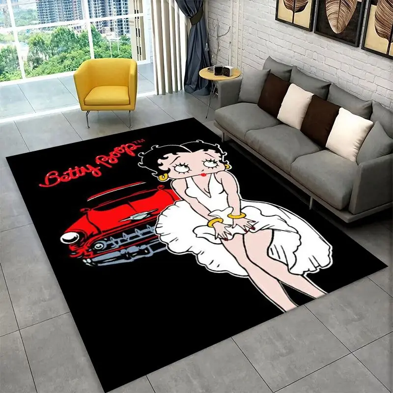 Retro Cartoon B-Betty B-Boop Cute Girl Carpet Rug for Bedroom Living Room Sofa Home Decor,Game Area Rug Non-slip Floor Mat Fest