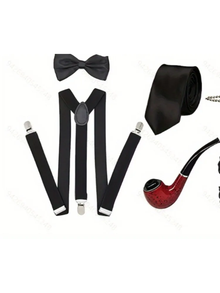 Pesenar 1920s Herren Gatsby Gangster Kostüm alten Mann Kostüm Opa Zubehör mit Zeitungs jungen Hut Fliege Brille gesetzt