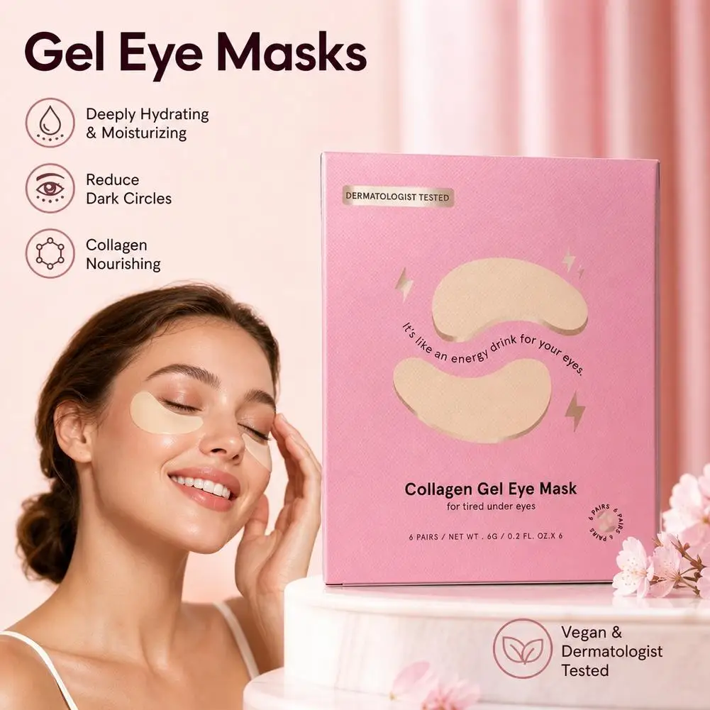 Pink Gel Eye Mask Collagen Eye Patches Moisturizing Under Eye Care Fine Lines Dark Circles Home Spa Skincare
